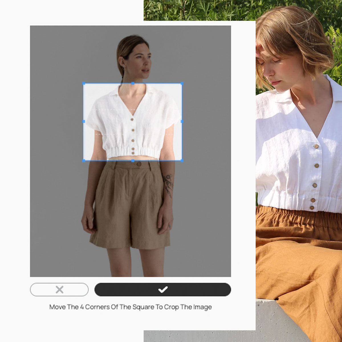 Shopper cropping one item in a photo to search for similar products