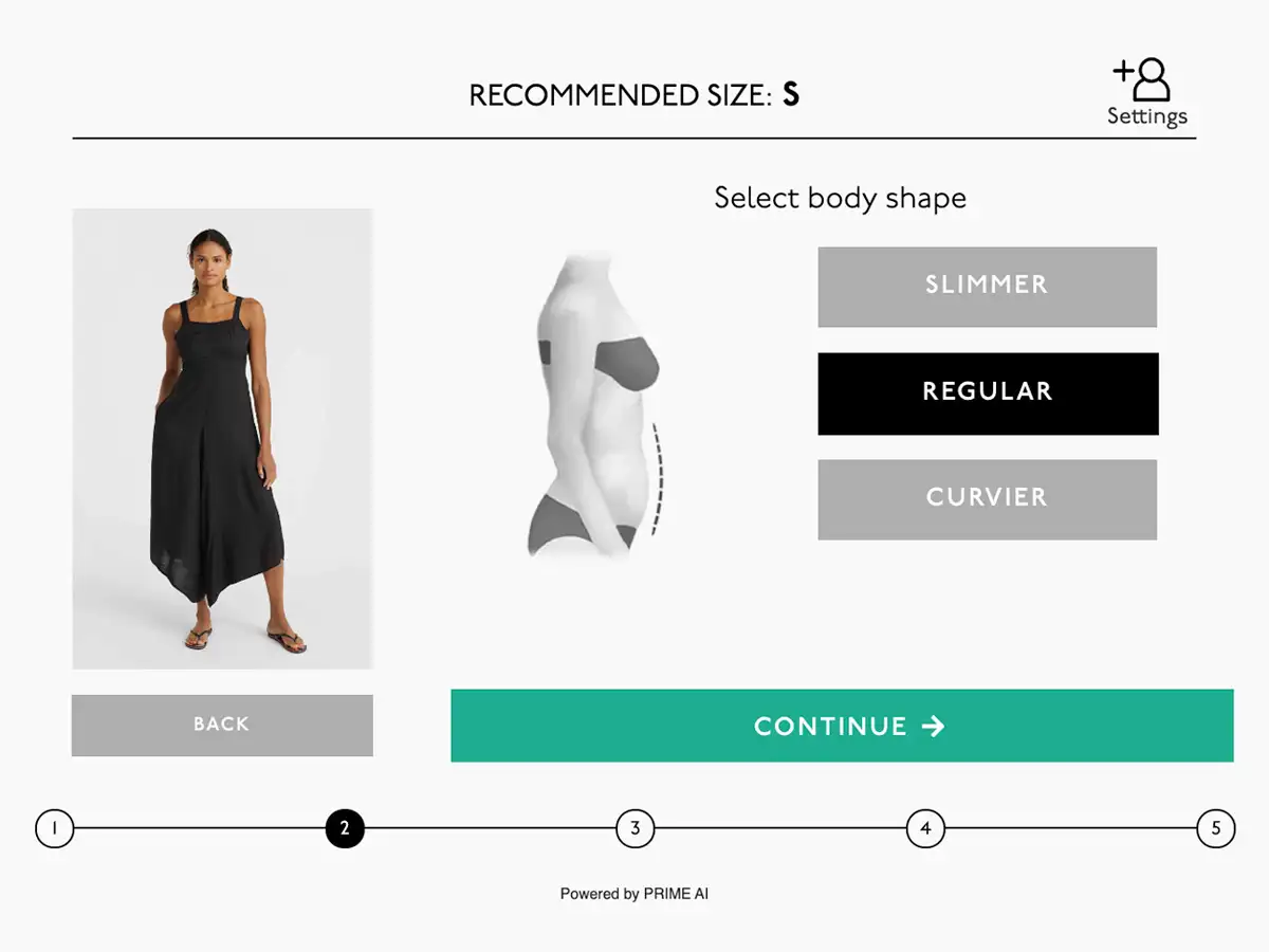 Size Finder quiz: body shape selection