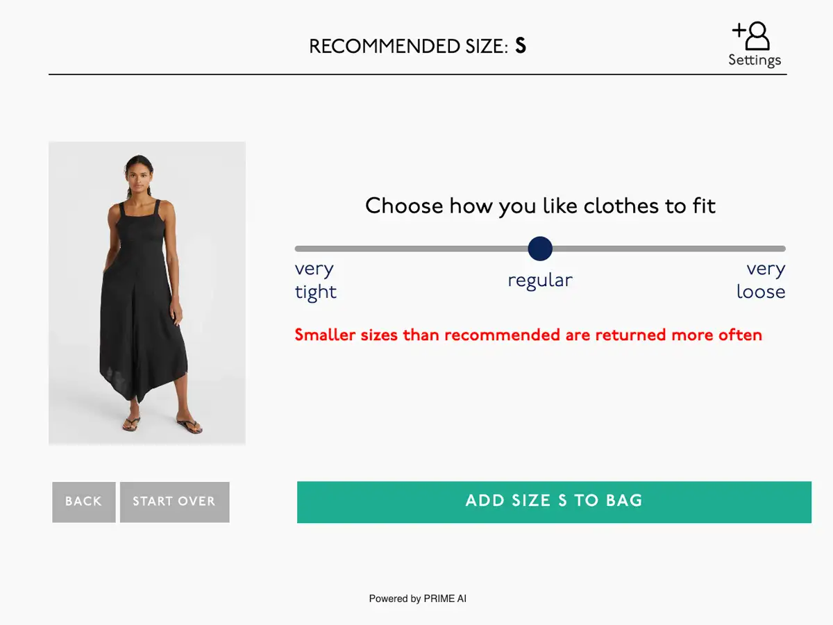 Size Finder quiz: fit preference, from very tight to very loose