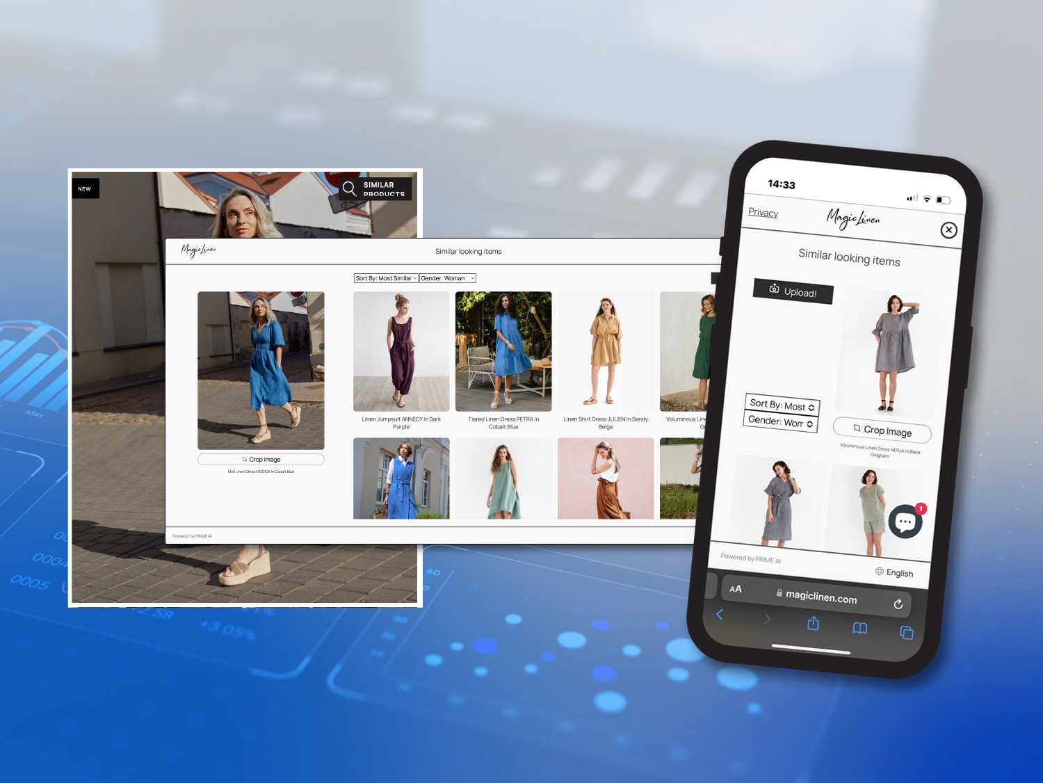 Visual Search showing similar dresses on desktop and mobile