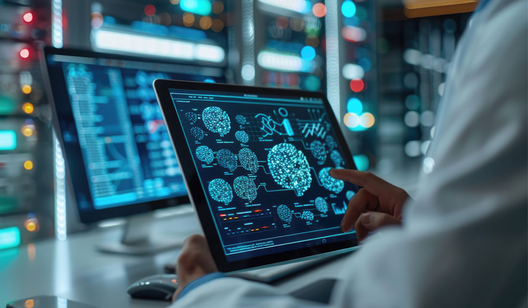 Analyst reviewing anomaly detection visuals on a tablet