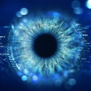 Close-up of a digital eye representing computer vision